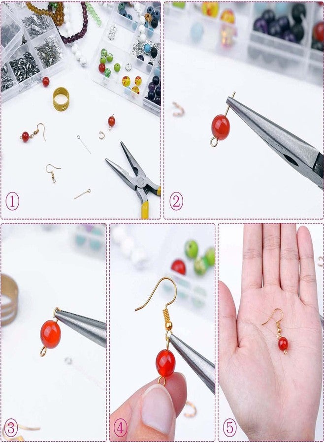 دي آي واي كرافتس مجموعة أدوات صنع الأقراط DIY Crafts 900 غرام، مزيج من الذهب والفضة، خطافات الأقراط، خطافات الأقراط لصنع المجوهرات مع حلقات وصل، أغطية الأقراط، كماشة، ملقط، فتح حلقات الوصل (900 غرام، مزيج من الذهب والفضة) - Image 4